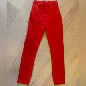 Lululemon Wunder Train 23” Crop Leggings in Hot Heat (Red)‎